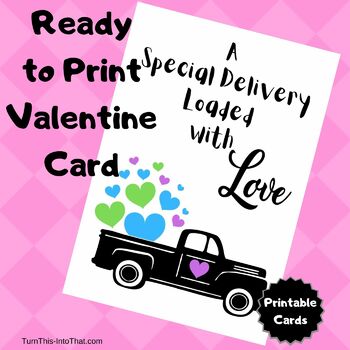 Vintage Retro Truck Valentine's Day Card Special Delivery Loads of Love