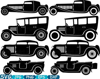 Vintage Sport Cars Monogram Clip Art Hot Rod Antique Car Clipart Gear 317s