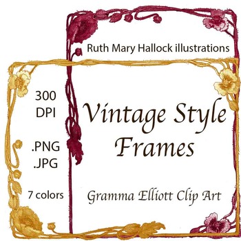 Preview of Frames - Vintage Style Flower Chains - Colors and Grayscale