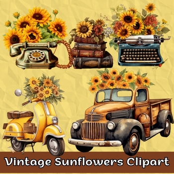Preview of Vintage Sunflowers Clipart