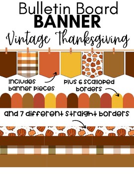 Vintage Thanksgiving Bulletin Banners & Borders, Printable Classroom Decor