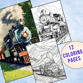 Preview of Vintage Train Coloring Pages for Classroom | Enhance Your Social Studies Lesson