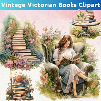 Preview of Vintage Victorian Books Clipart