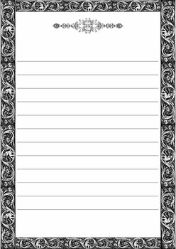 Vintage Writing Paper Template Vintage Border Activity Printable Worksheet