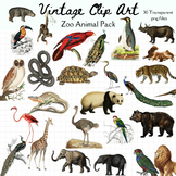 Vintage Zoo Animal Clip Art | Moveable Pieces | Boho Retro