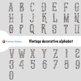 Vintage decorative alphabet and numbers