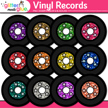 Preview of Vinyl Records Clipart: 80's Retro Vintage Music Clip Art Commercial Use PNG