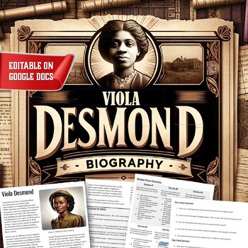 Preview of Viola Desmond Biography - Canadian Hero, Reading Comprehension Resource, Digital