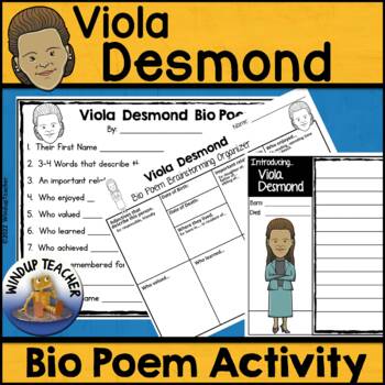 Preview of Viola Desmond Biography Poem Activity and Writing Paper