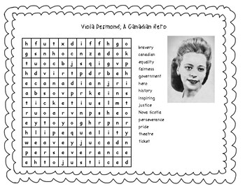 Preview of Viola Desmond Word Search