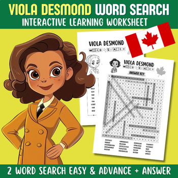 Preview of Viola Desmond Word Search Adventure: Engaging Worksheets for Grades 4-6