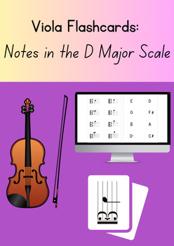 Preview of Viola Flashcards: Notes in the D Major Scale