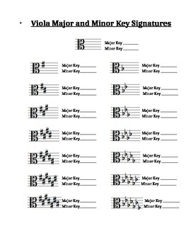 Preview of Viola Major and Minor Key Signatures
