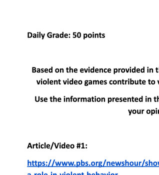 Preview of Violence and Video Games FRQ