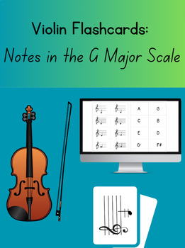 Preview of Violin Flashcards: Notes in the G Major Scale