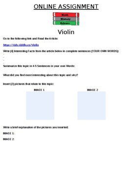 Preview of Violin Online Assignment (MUSIC)