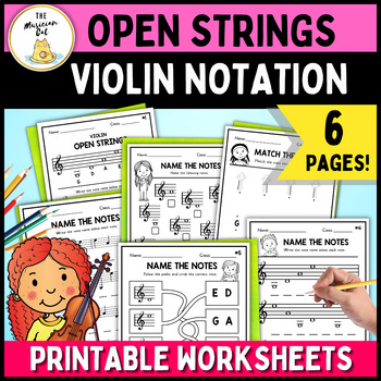 Preview of Violin Open Strings Note Reading Activity Worksheets For Beginning Orchestra