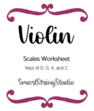 Violin Scales Worksheet (D, G, A, C, blank key sig.)