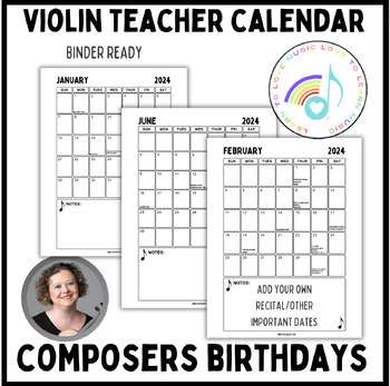 Preview of Violin Teacher Calendar 2024