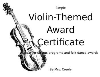 Preview of Violin-Themed Award Certificate