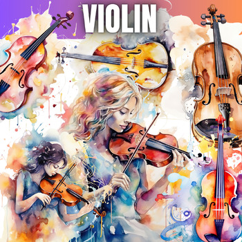 Preview of Violin Watercolor ClipArt -  ClipArt - Commercial use  -  Instruments ClipArt