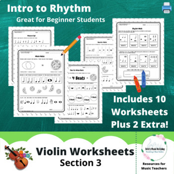 Preview of Violin Worksheets S3 - Intro to Rhythm
