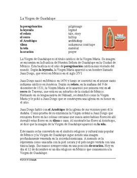 Preview of Virgen de Guadalupe y Juan Diego Lectura y Cultura - Leyenda: Spanish Reading
