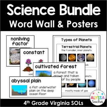 Preview of Virginia 4th Grade Science Word Wall and Posters Bundle (SOL 4.1-4.8)