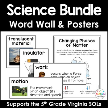 Preview of Virginia 5th Grade Science Word Wall and Posters Bundle (SOL 5.2-5.9)