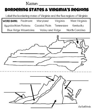 Virginia Bordering States Worksheets Teaching Resources Tpt