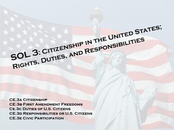 Preview of Virginia Civics SOL 3- Citizenship in the U.S. Note packet and PowerPoint Bundle