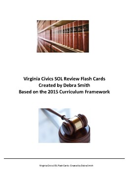 Preview of Virginia Civics SOL Flash Cards - 2015 Standards (PDF)