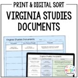 Virginia Documents Sorting Activity | Print and Digital