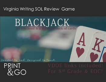 Preview of Virginia English  Writing SOL Blackjack Game Review: PRINT & GO! EOC/8th