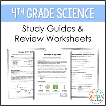 Preview of Virginia Fourth Grade Science Study Guides and Review Worksheets Bundle