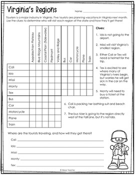 Virginia Geography Logic Puzzles by Alyssa Teaches | TpT