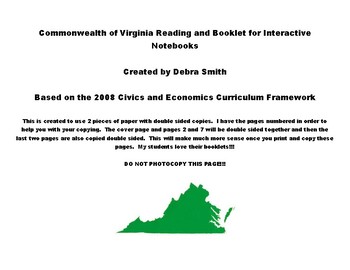 Preview of Virginia Government Reading and Booklet - Interactive Notebooks