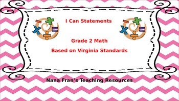 Preview of Virginia Grade 2 Math I Can Statements
