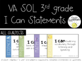 VA SOL I Can Statements 3rd Grade Editable & Digital