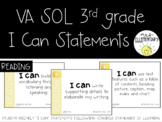 VA SOL I Can Statements 3rd Grade Reading Editable & Digital