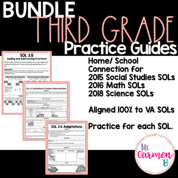 Preview of Virginia SOL Practice Guide Bundle for 3rd Grade
