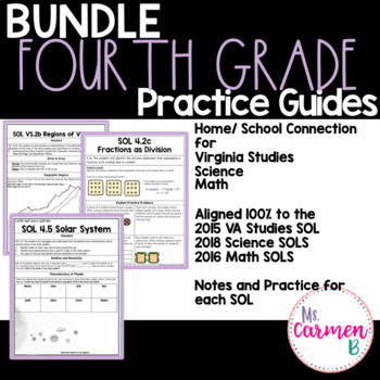 Preview of Virginia SOL Practice Guides for Fourth Grade
