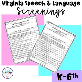 Preview of Virginia Speech & Language Screenings - Speech Therapy