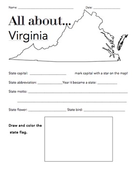 virginia state facts worksheet elementary version by the wright ladies