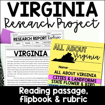 Preview of Virginia State Research Report Project | US States Research Flip Book