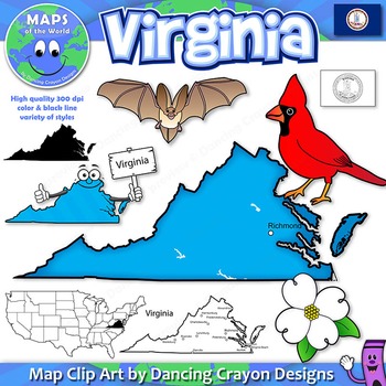 Preview of Virginia State Symbols and Map Clipart