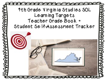 Preview of Virginia Studies (4th) SOL Learning Targets Grade Book + Student Self-Tracker