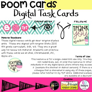 Virginia Studies Boomcards: FULL YEAR Bundle by Teaching a Latte