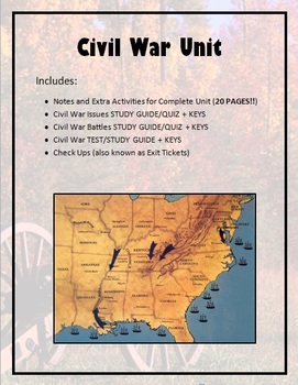 Preview of Virginia Studies Civil War Unit (VS.7 a-c)