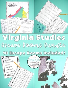 Preview of Virginia Studies Escape Rooms Bundle